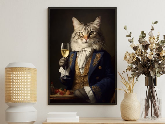 Vintage Victorian Cat Cheer Portrait Painting Cat Art Print Cat Print Gothic Cat Art Print Cat Poster Print Cat Lovers Gift