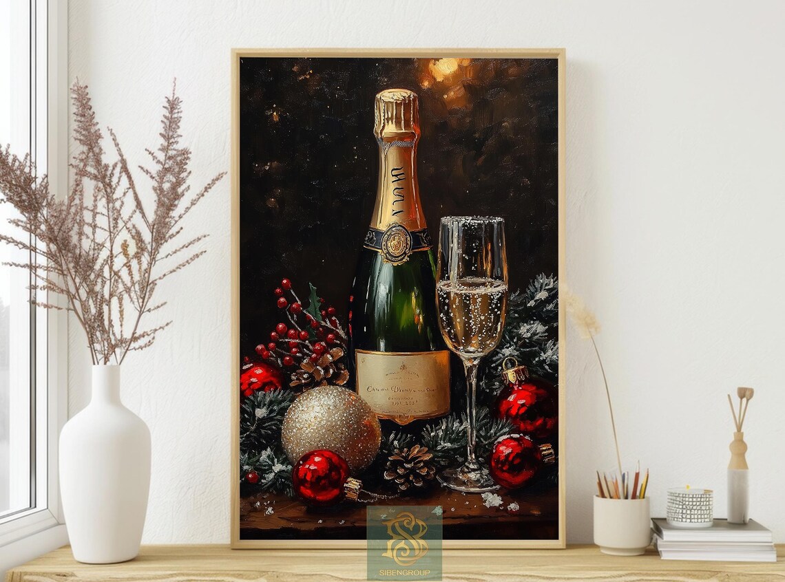 Cozy Christmas Drink, Vintage Rustic Art Print - Image 3