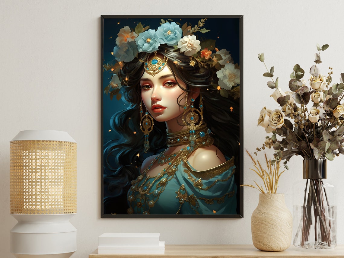 Floral Woman Painting Woman Art Print Beauty Print Woman Poster Print Flowers Art Print Flowers Painting