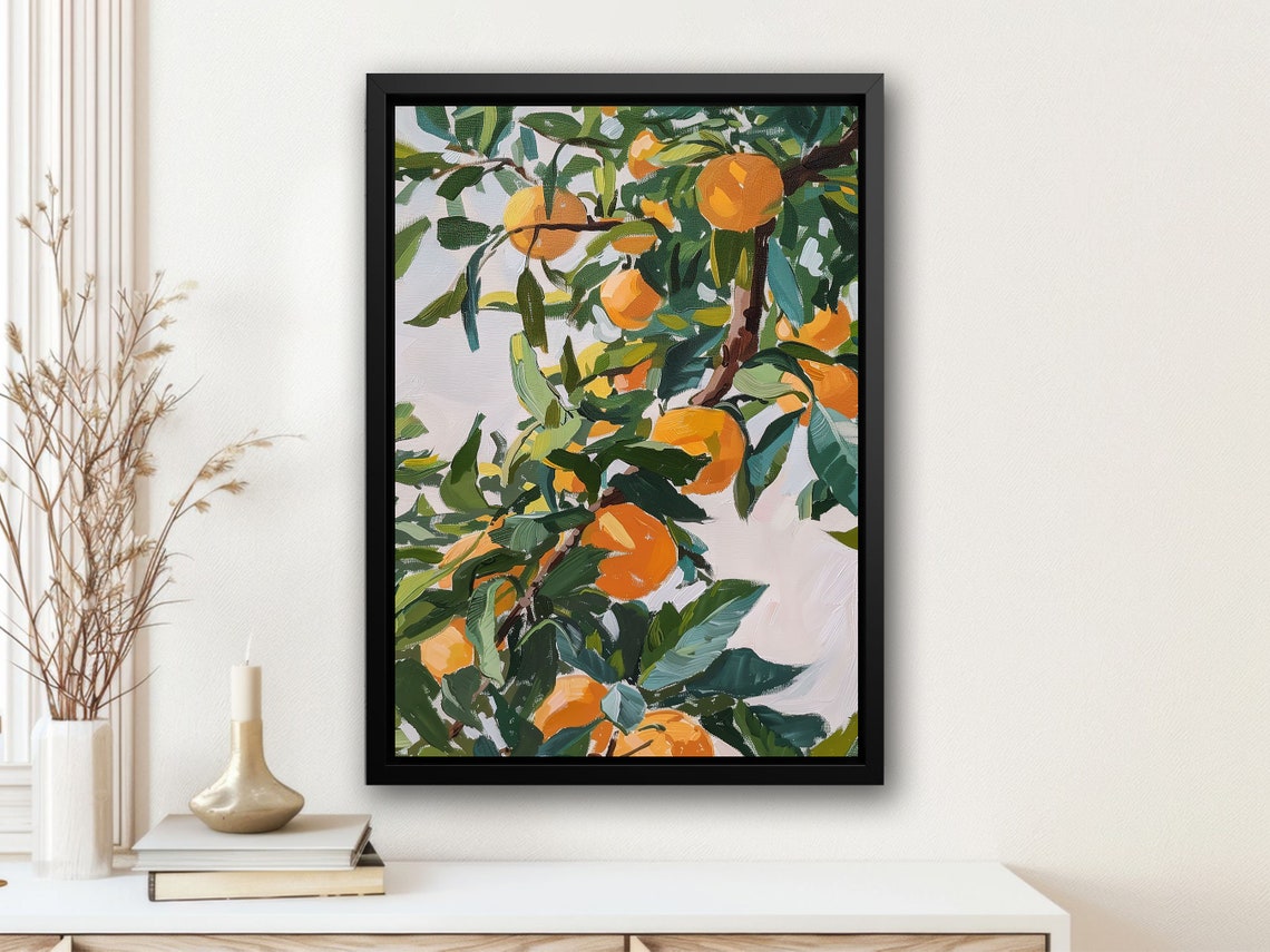 Orange Tree With Ripe Fruit Sunlit Citrus Grove Painting Poster - Image 3