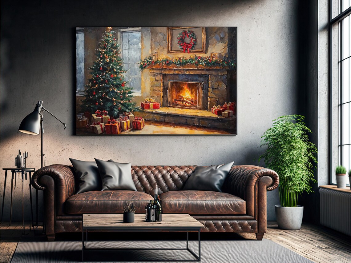 Vintage Cozy Christmas Tree Art Print, Christmas Decor - Image 2