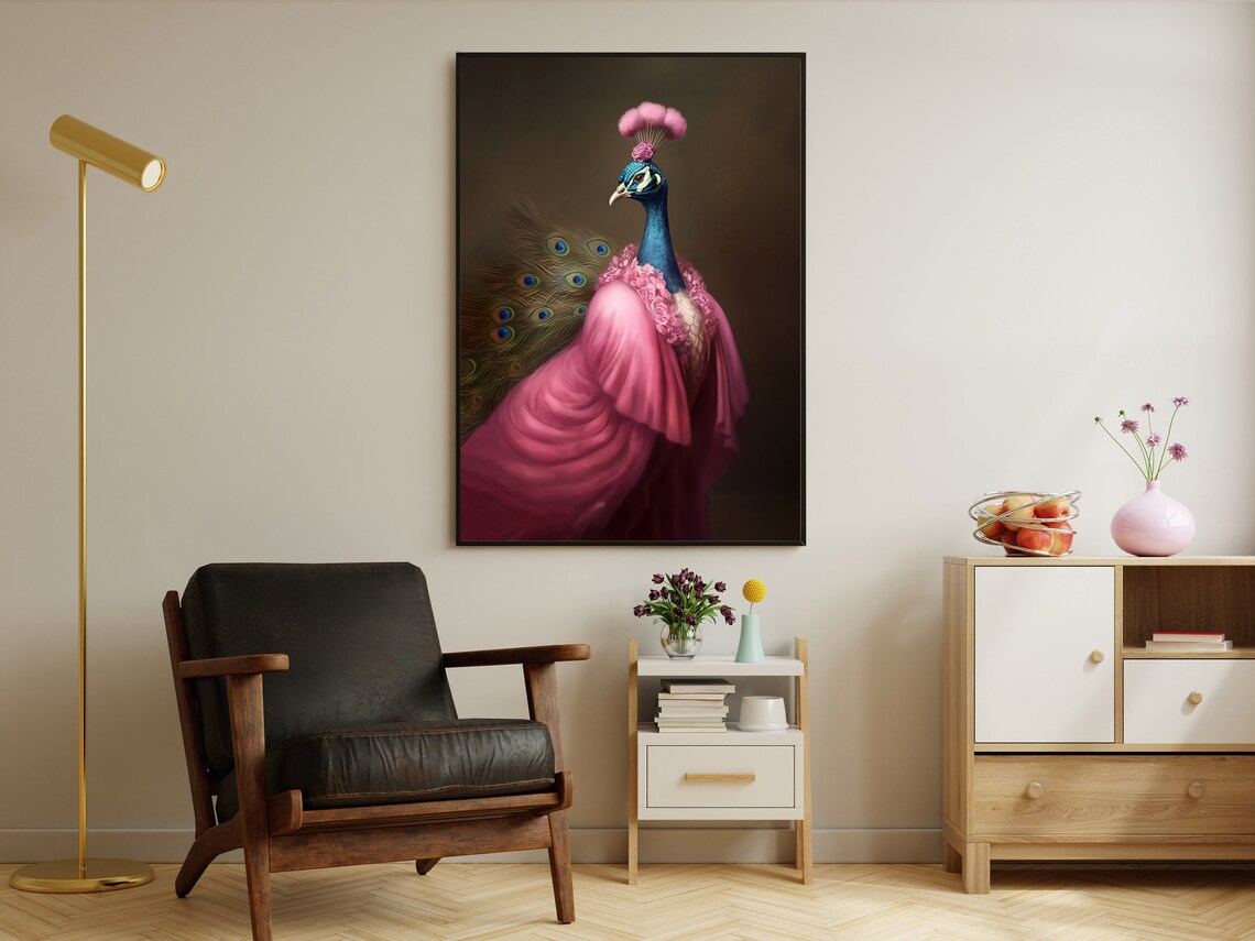 Victorian Lady Peacock, Gothic Art Poster Print - Image 3
