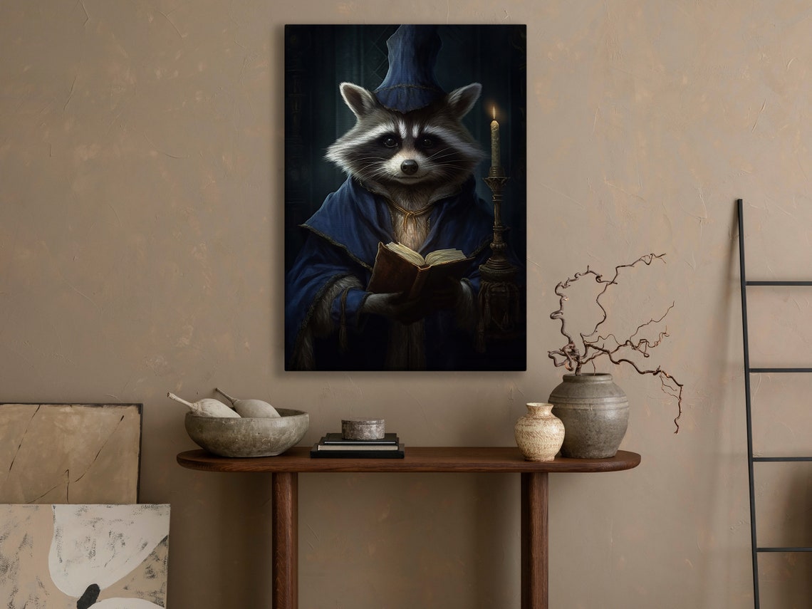 Raccoon Scholar Painting Raccoon Art Print Raccoon Print Gothic Art Print Dark Academia Art Raccoon Poster Raccoon Wall Decor - Image 3