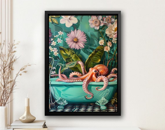 Matisse Octopus In Bathtub Painting Octopus Print Octopus Poster Print Bathroom Wall Art