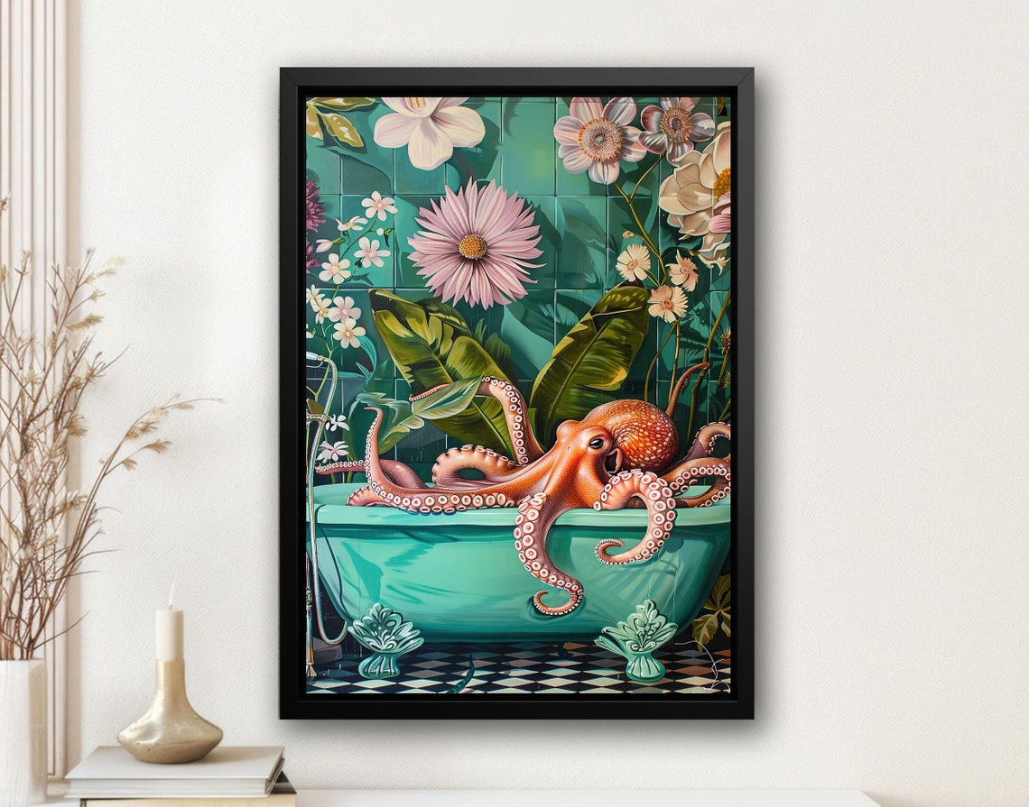 Matisse Octopus In Bathtub Painting Octopus Print Octopus Poster Print Bathroom Wall Art