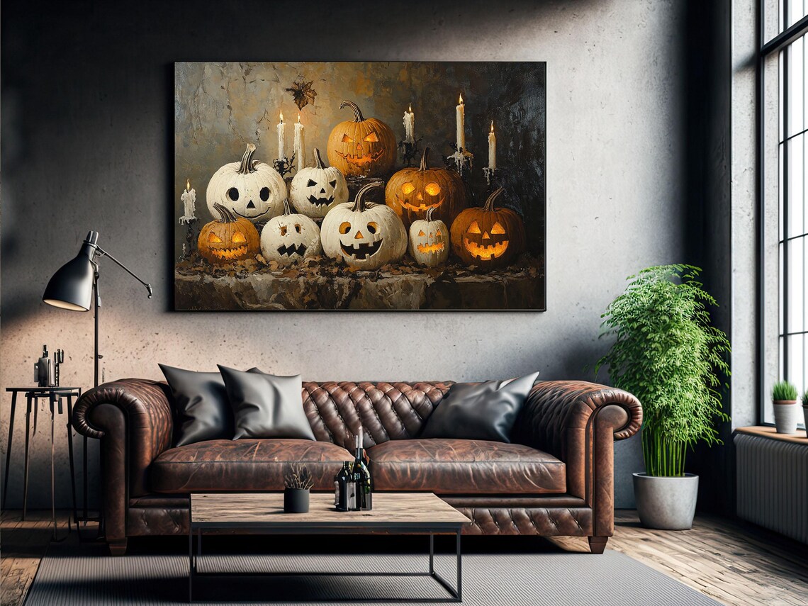 Cottage Candle Light and Pumpkin Witchy Halloween Poster - Image 2