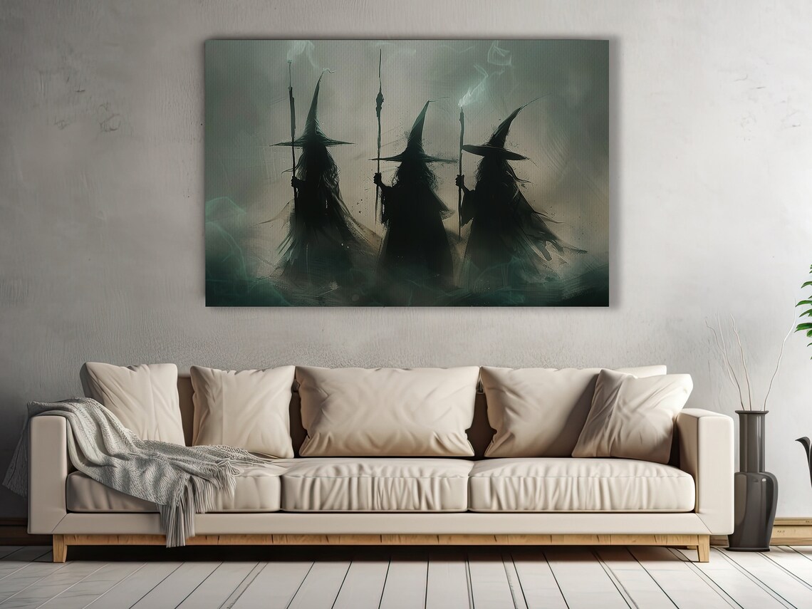 Three Witches In Dark Night, Halloween Poster Print - Image 2