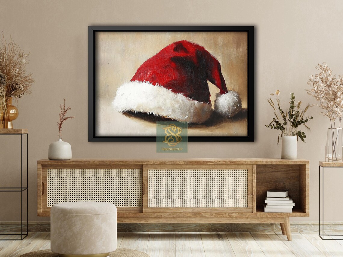 Vintage Santa Hat, Cozy Christmas Poster Print - Image 4