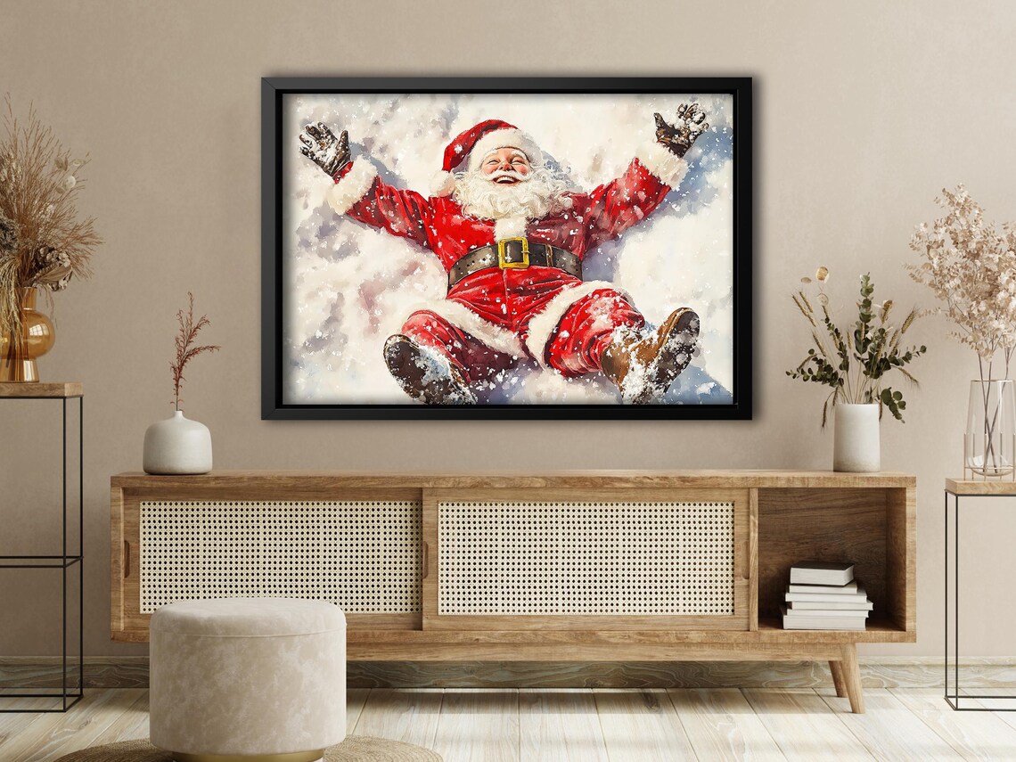 Vintage Santa Delighted Christmas Season Poster - Image 4