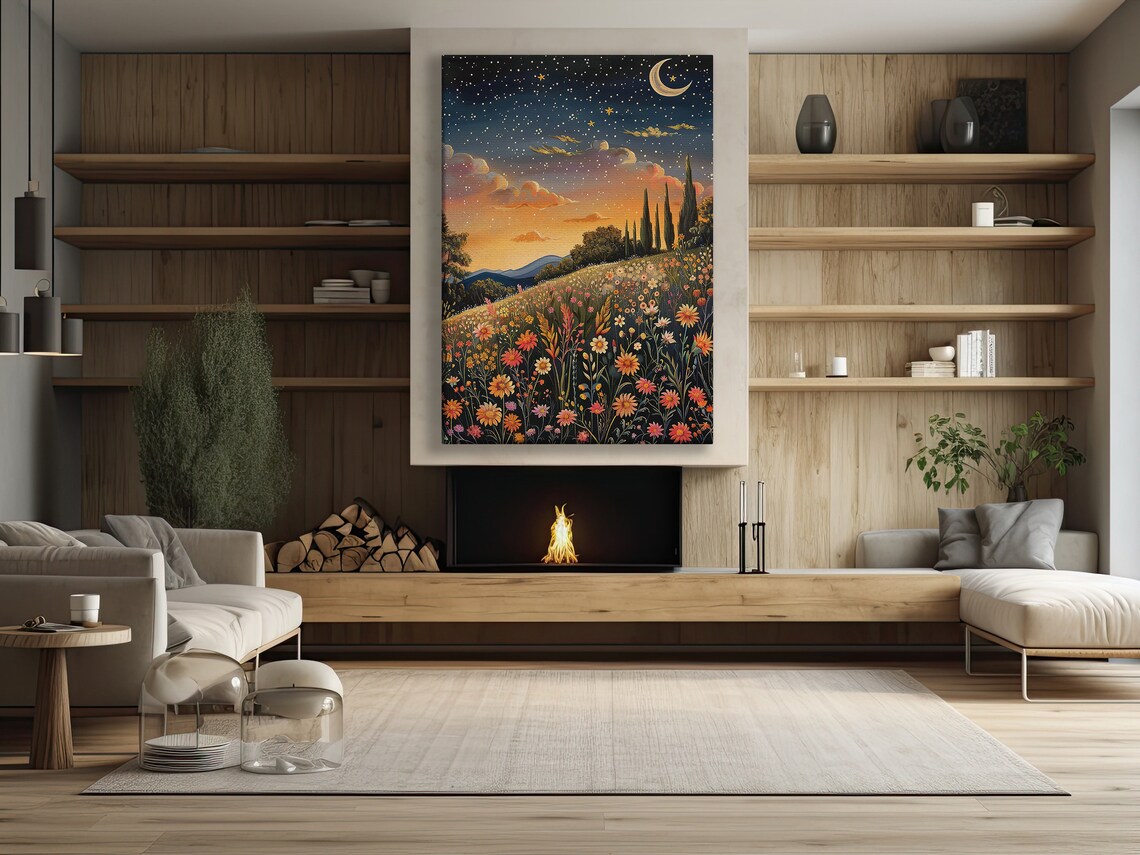 Cottage Flowers Field Painting, Vintage Floral Art Print - Image 2