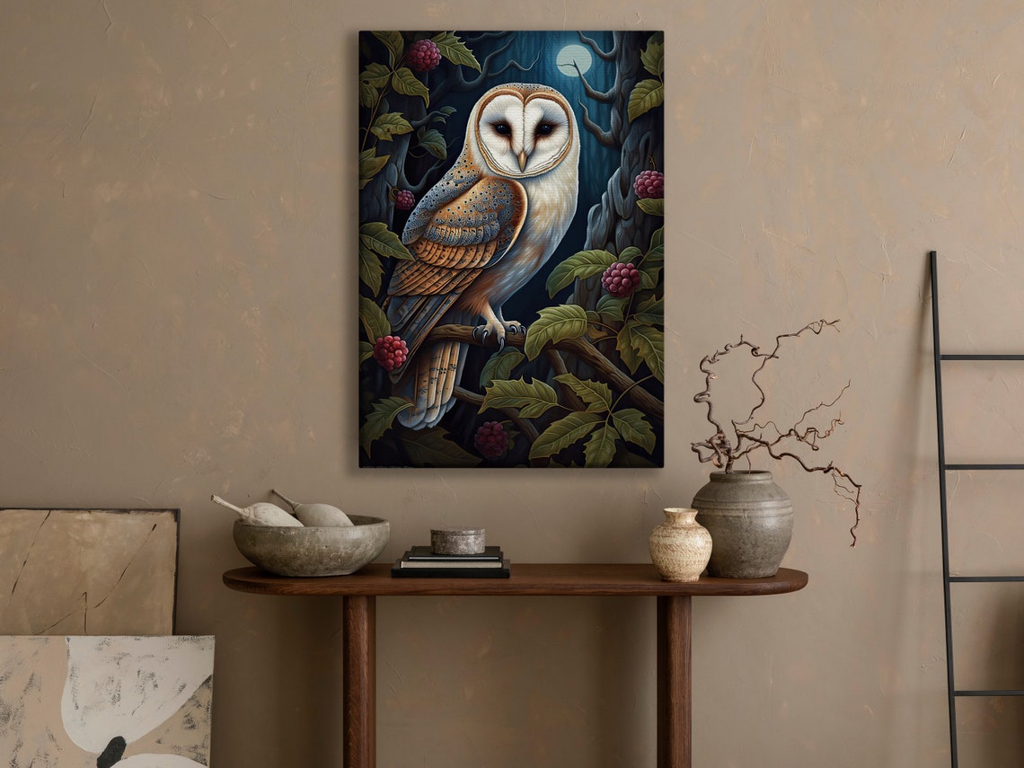 Vintage Floral Owl Painting Retro Owl Art Print Owl Print Animal Art Print Floral Animal Poster Print Botanical Art Print - Image 4
