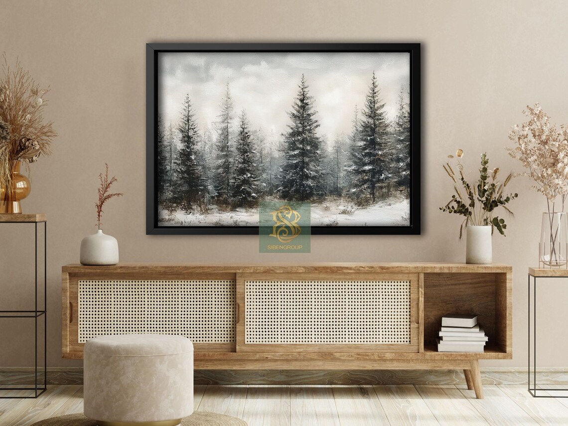 Vintage Winter Forest Poster, Cottage Winter Decor - Image 4