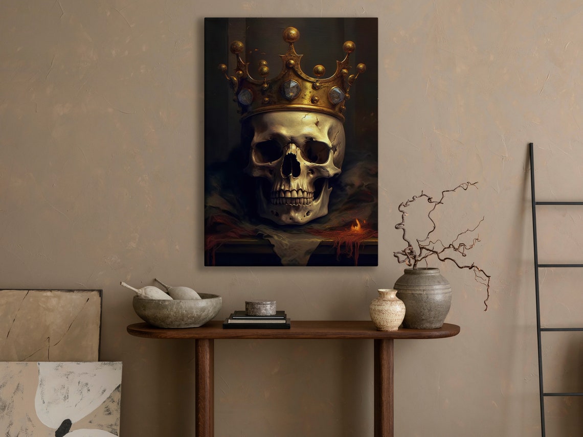 Crowned Skull Gold Royal Crown Dark Gothic Vanitas Art Poster - Image 4