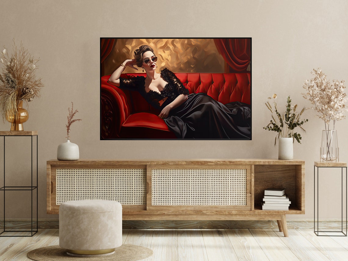 Retro Victorian Women On Sofa Art Print Vintage Beauty Poster Print - Image 2
