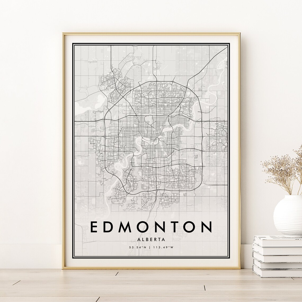 Edmonton Alberta Canada Map Print Country Poster City Minimalist Design Gifts For Her Instant