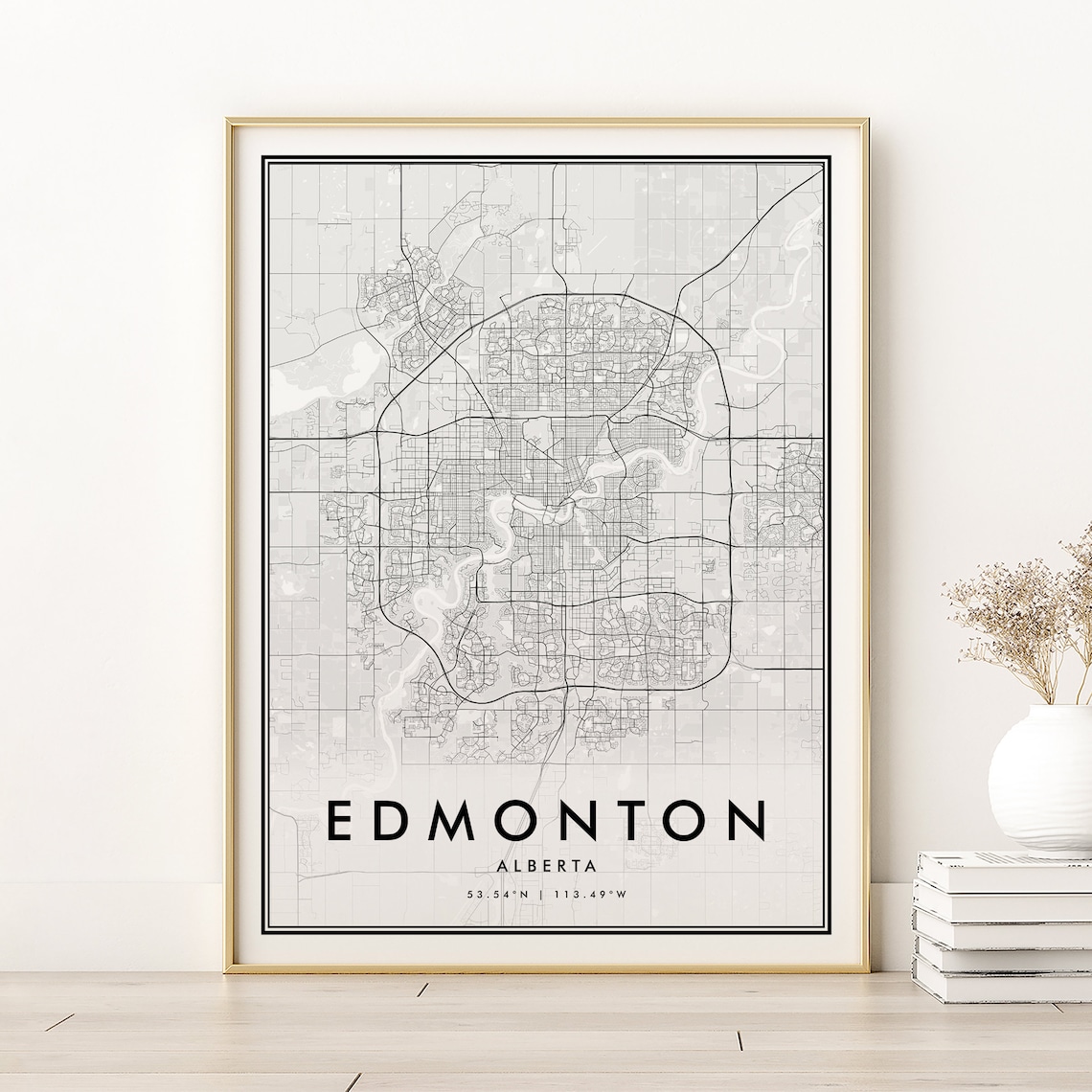 Edmonton Alberta City Street Map Modern Minimalist Wall Print