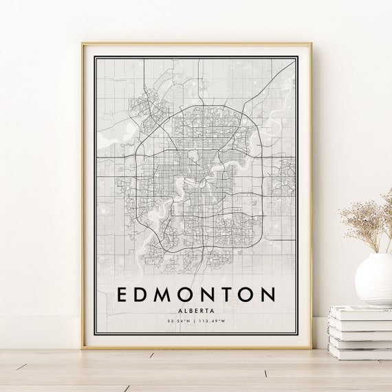 Edmonton Alberta Canada Map Print Country Poster City Minimalist Design Gifts For Her Instant