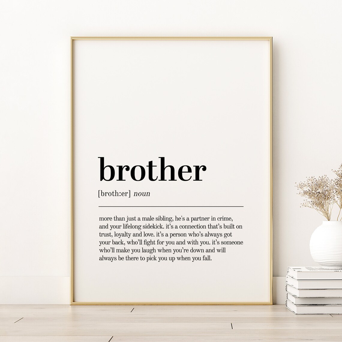 Brother Definition Quote, Minimalist Art Print