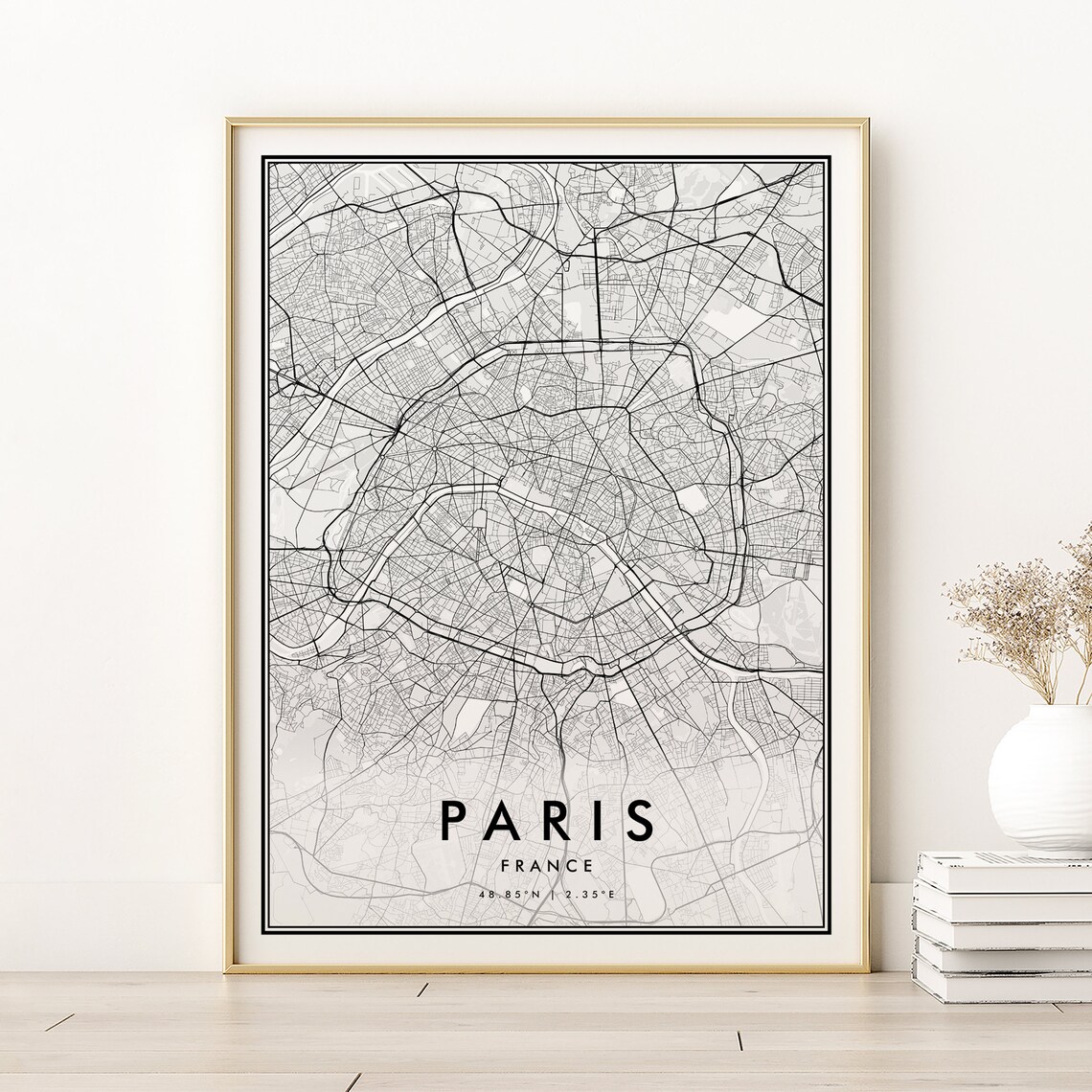 Paris Map Print, Personalized France Road Poster