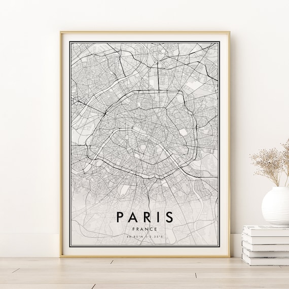 Paris Map Print, Personalized France Road Poster