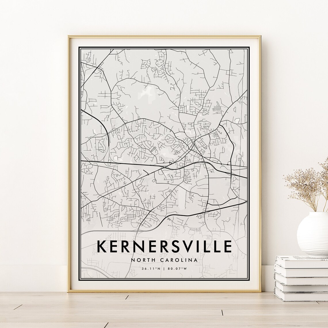 Kernersville Map Print, Minimalist North Carolina Poster