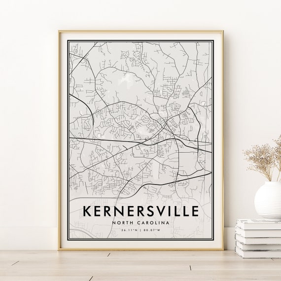 Kernersville Map Print, Minimalist North Carolina Poster