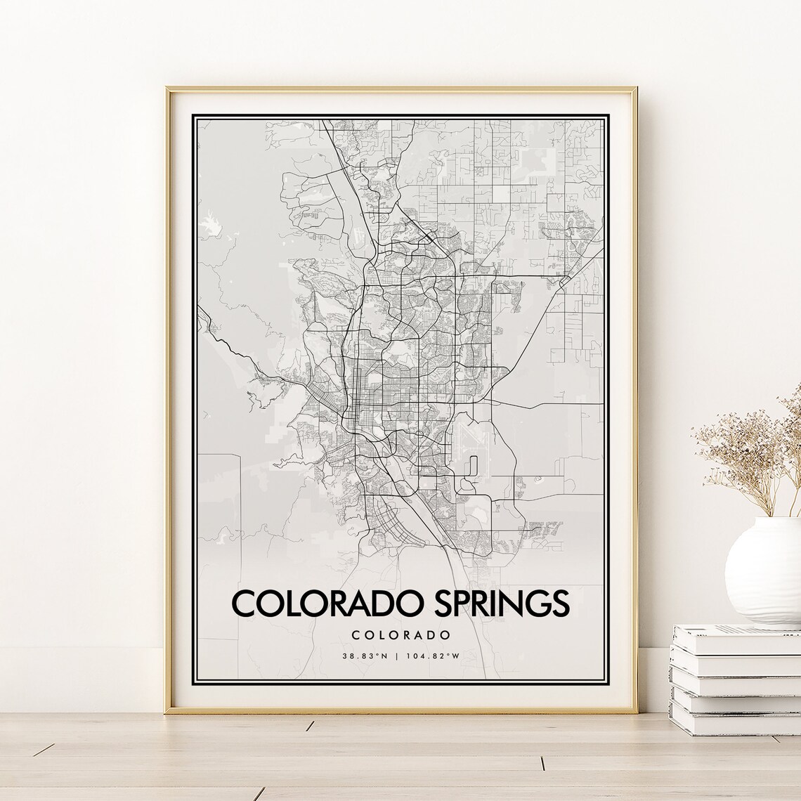 Colorado Springs City Map Poster, Minimalist Art Print