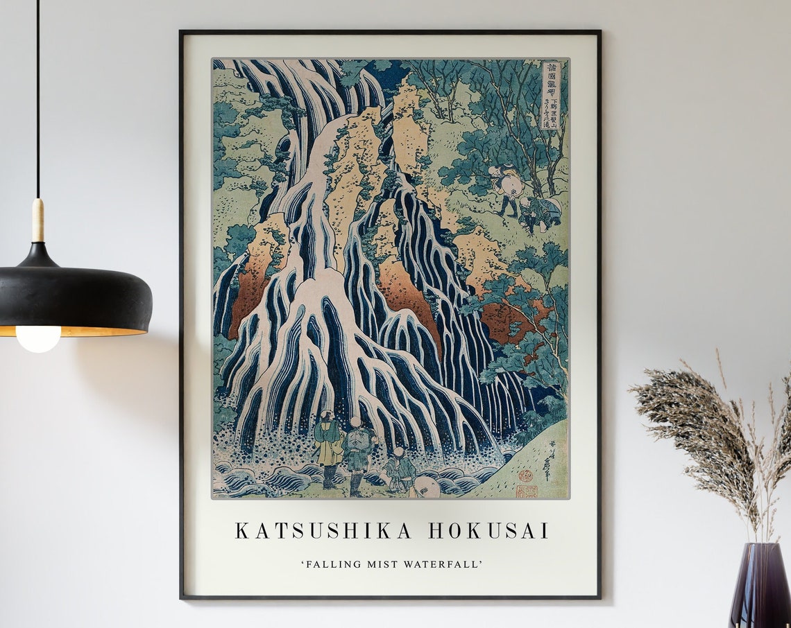 Katsushika Hokusai Falling Mist Waterfall Japanese Woodblock Poster - Image 3
