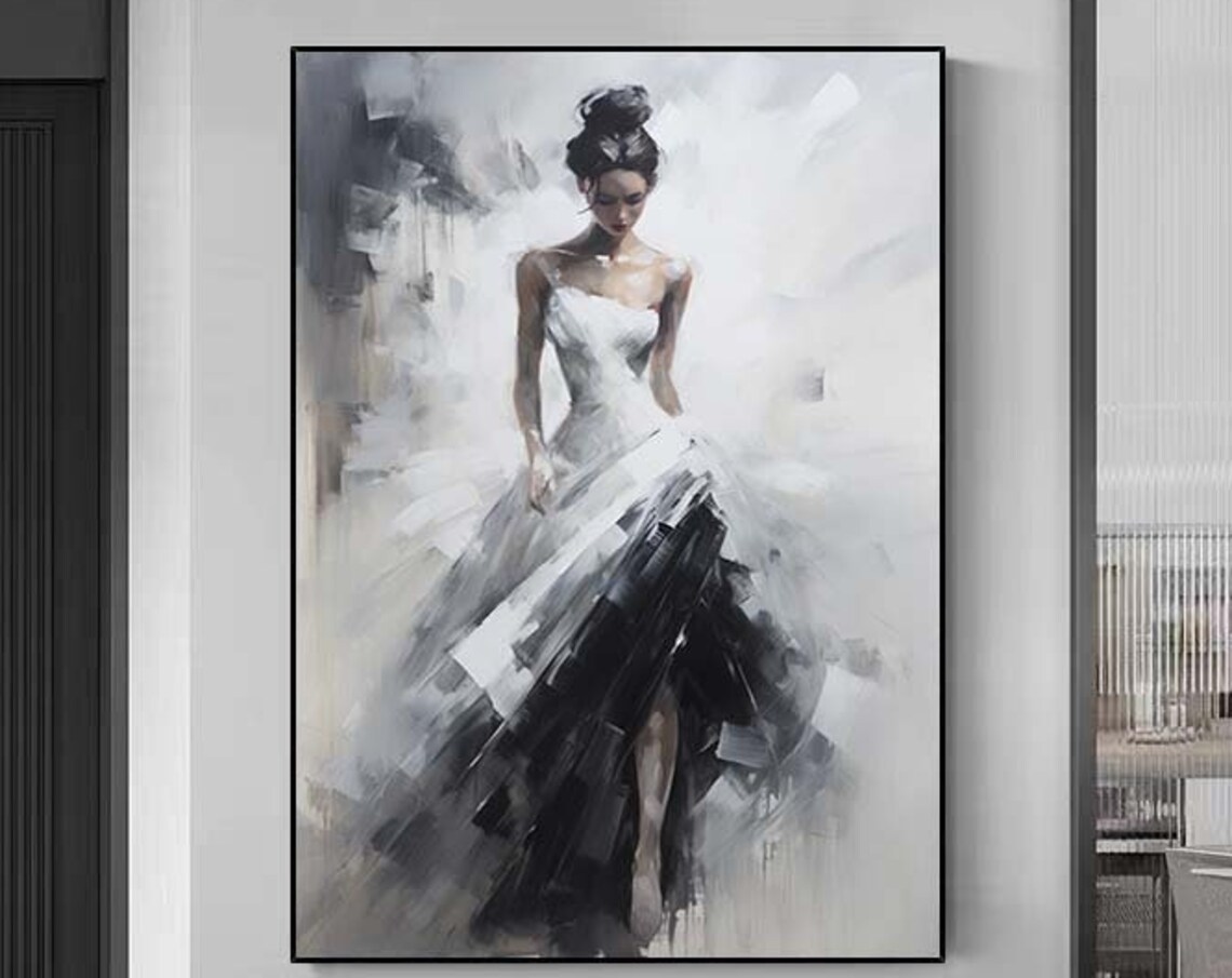 Ballerina Oil Painting, Living Room Wall Art Print