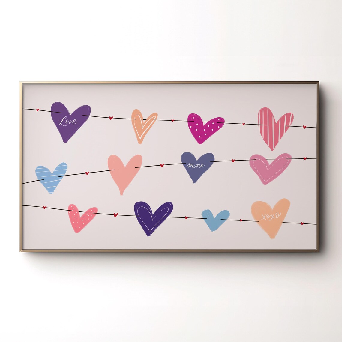 Heart Garland Colorful Hearts String Valentine Love Art Poster - Image 2