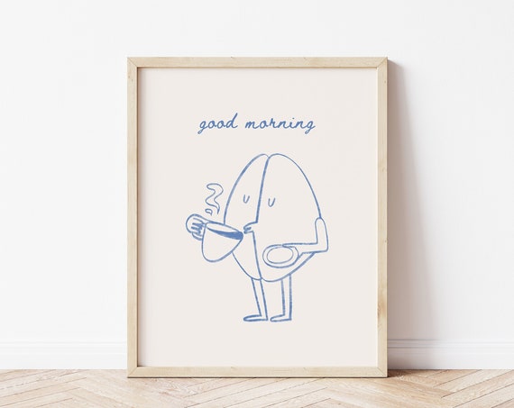 Hand Drawn Coffee Print Coffee Illustration Print Good Morning Coffee Neutral Kitchen Decor Coffee Lover Print Minimalist Coffee Print