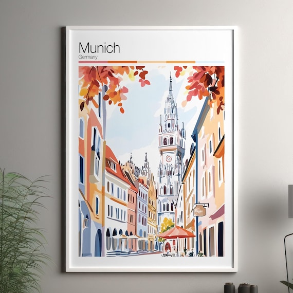 Munich Travel Poster, Germany City Decor