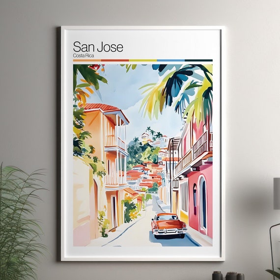 San Jose Print Soft Colors Travel Poster Colourful Wall Art United States City Decor For