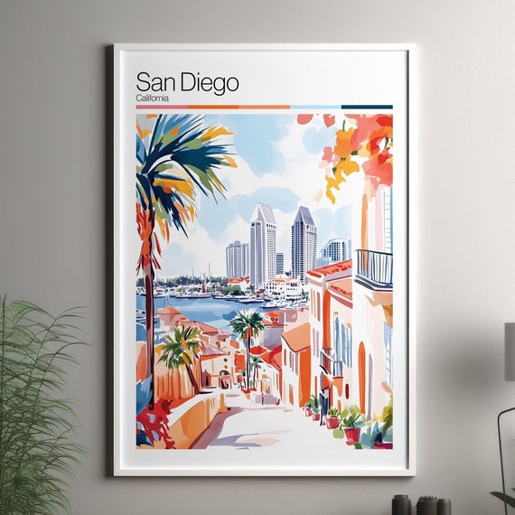 San Francisco Soft Colors Travel Poster Print Colourful Wall Art United States City Decor