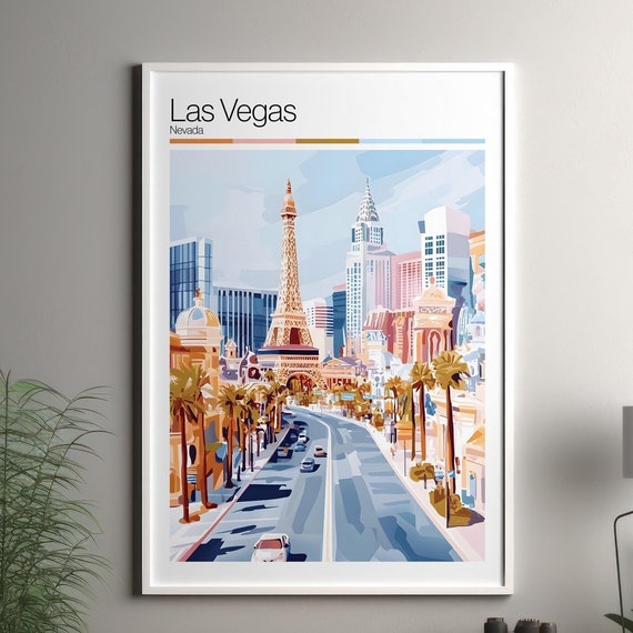Las Vegas Print Soft Colors Travel Poster Colourful Wall Art United States City Decor