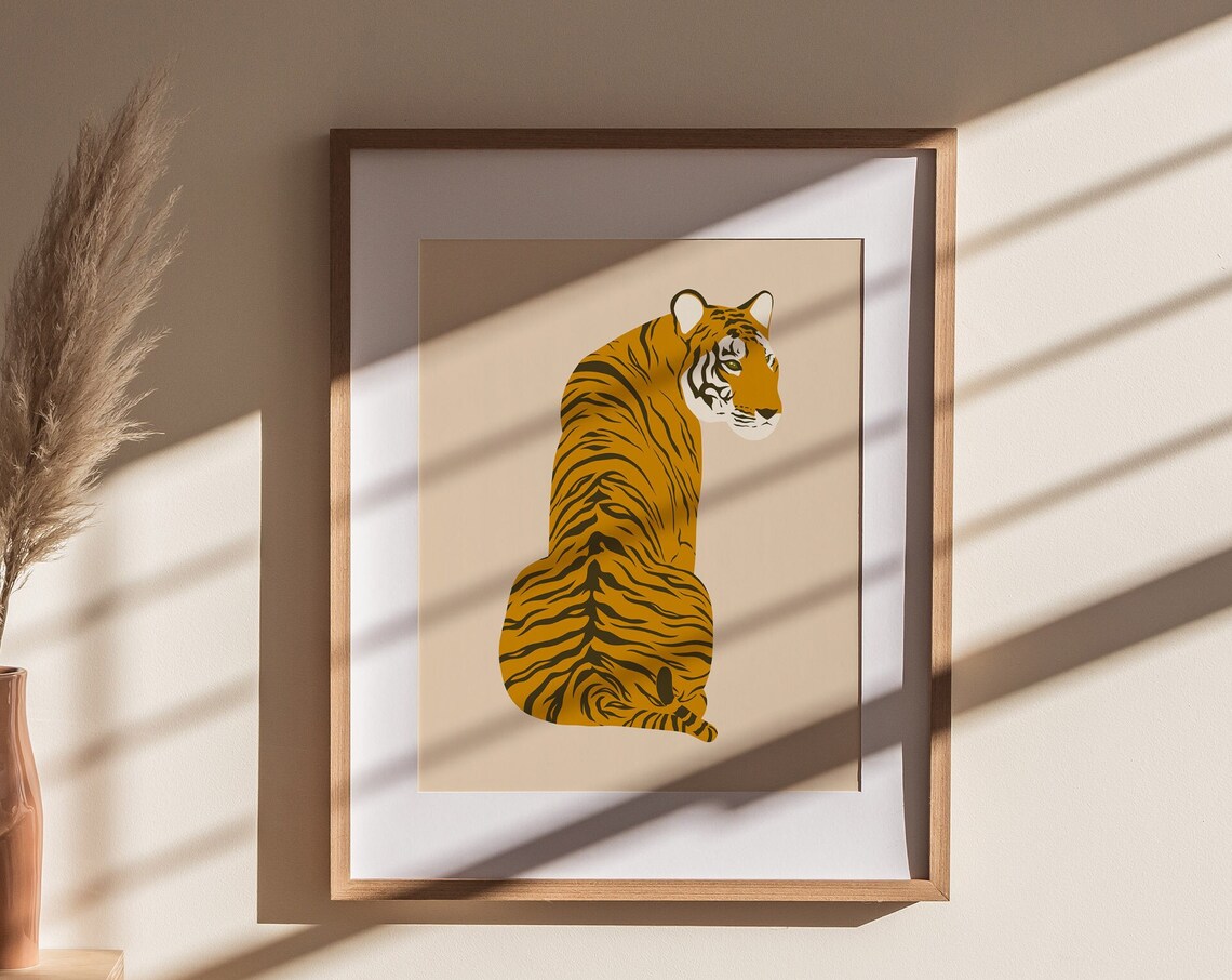 Abstract Tiger Art Print, Neutral Boho Safari Decor - Image 2