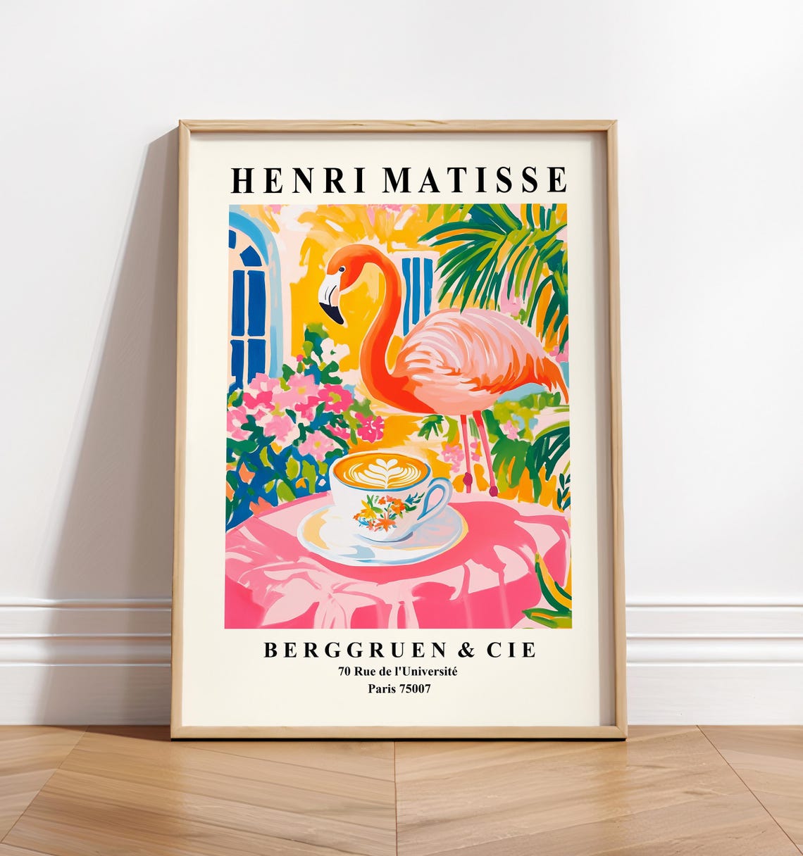 Henri Matisse Style Flamingo Latte Cup Pink Tropical Berggruen Poster