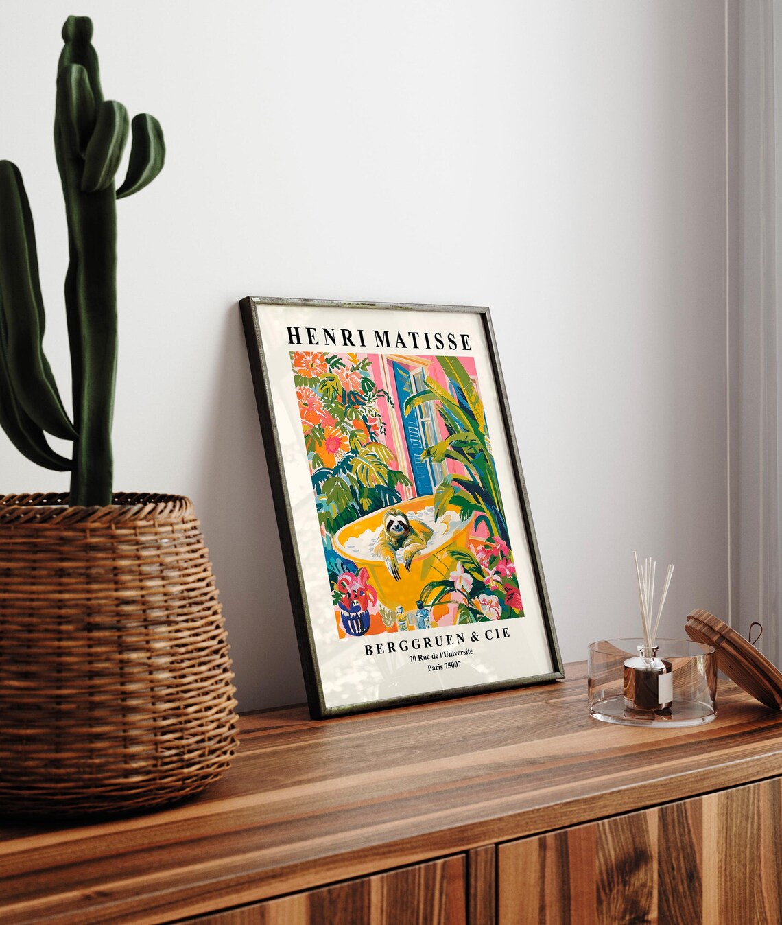 Sloth In Bathtub, Matisse-Inspired Bathroom Poster - Image 2