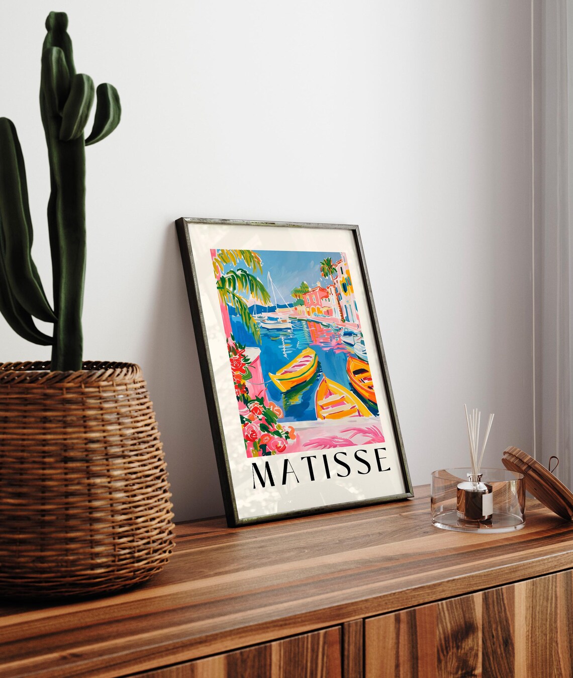 Matisse Style Colorful Harbor with Yellow Boats Waterfront Art Poster - Image 3