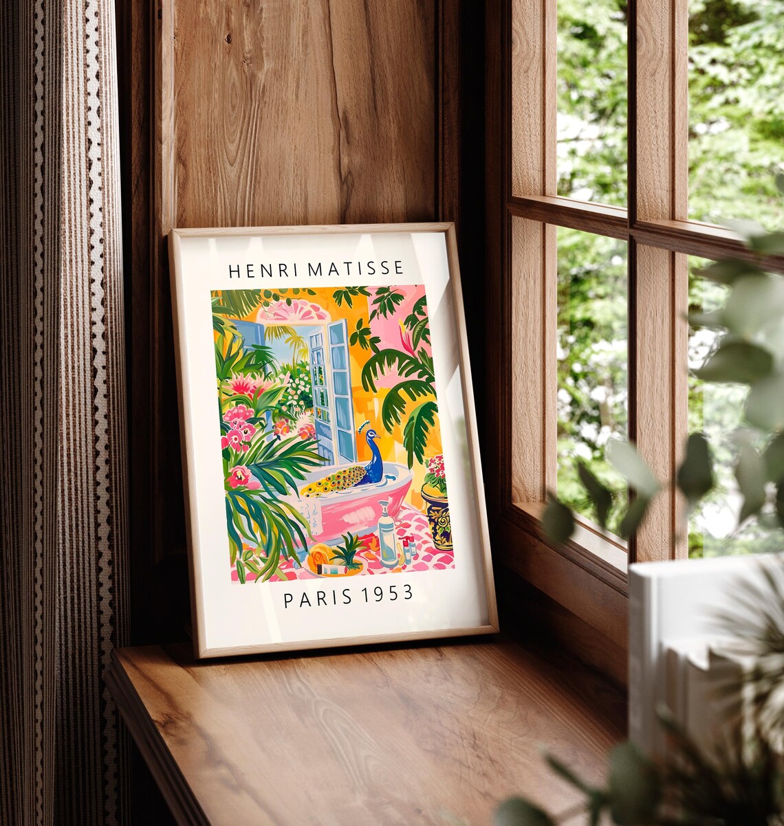Peacock In Bathtub, Pink Maximalist Matisse Poster - Image 3