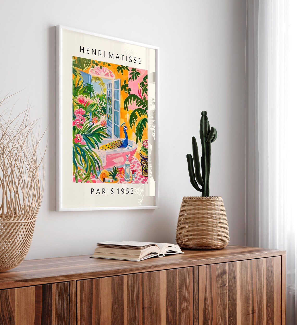 Peacock In Bathtub, Pink Maximalist Matisse Poster - Image 2