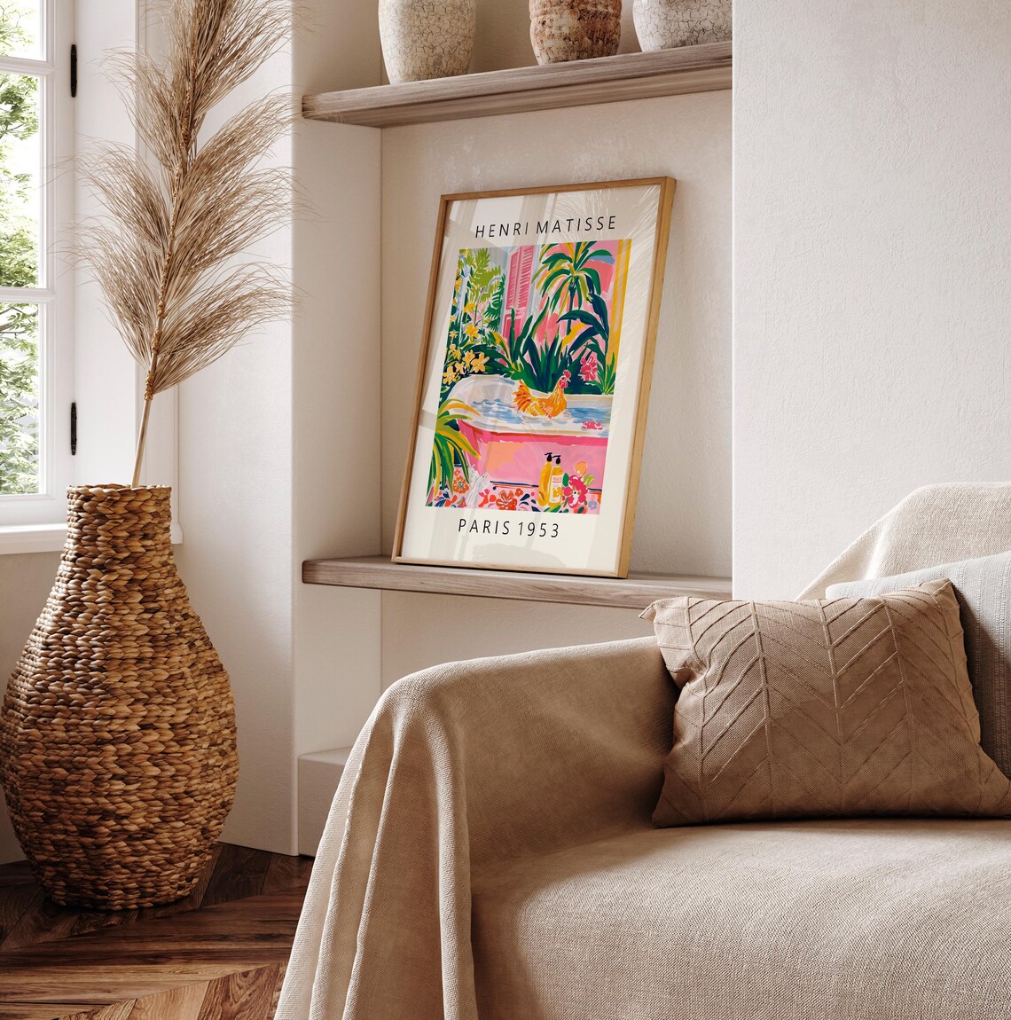 Funny Chicken Art Print, Matisse-Style Bathroom Decor - Image 6