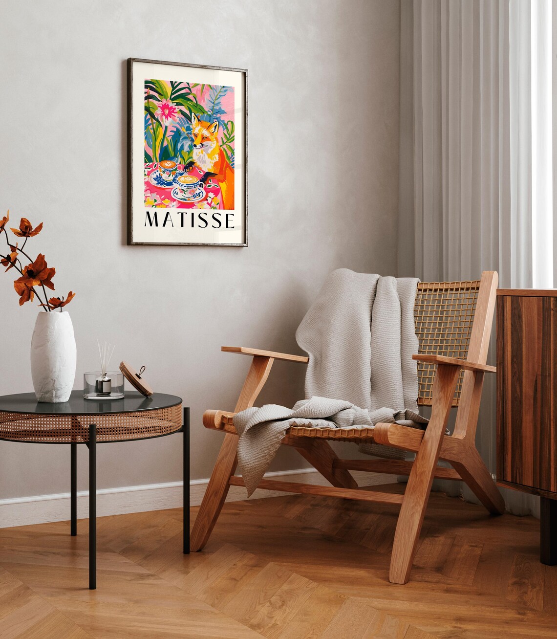 Fox Drinking Coffee, Matisse-Inspired Animal Art Print - Image 4