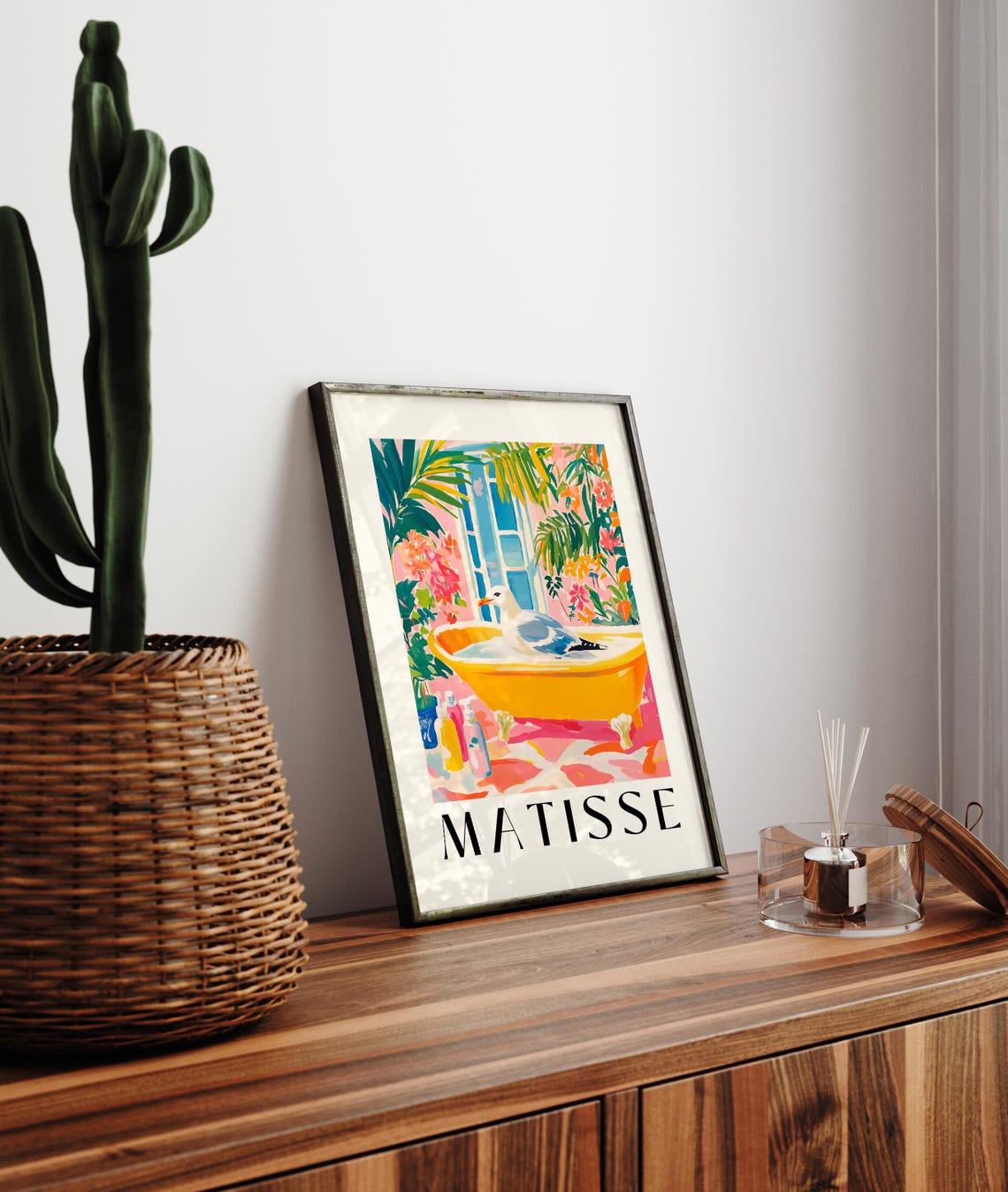 Matisse Style Seagull Bubble Bath Yellow Tropical Floral Poster - Image 3