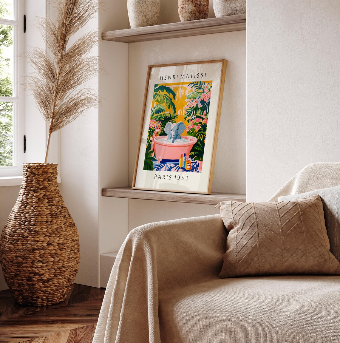 Elephant In Bathtub Funny Poster, Matisse-Inspired - Image 6