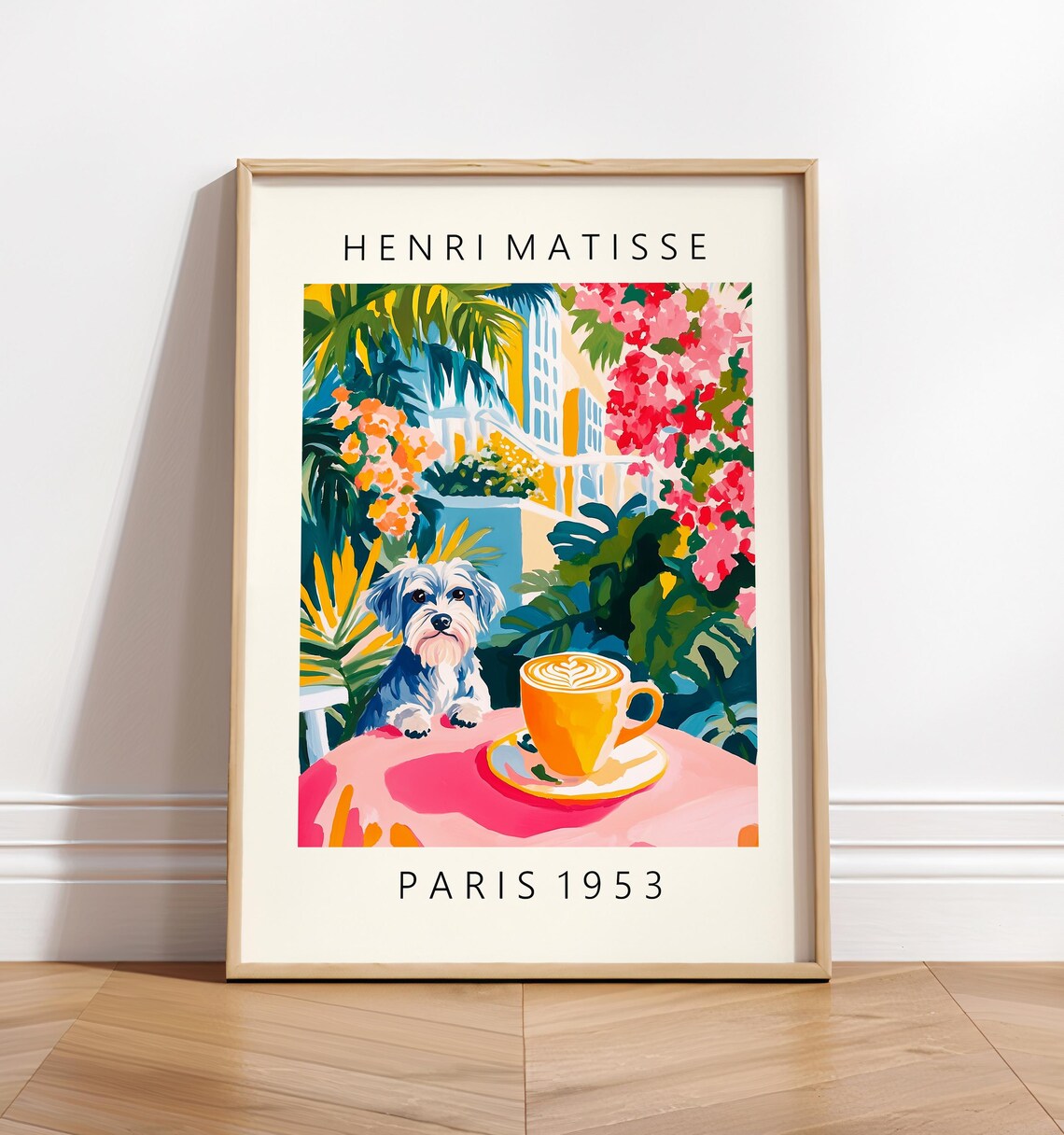 Schnauzer Coffee Print, Matisse-Inspired Kitchen Art