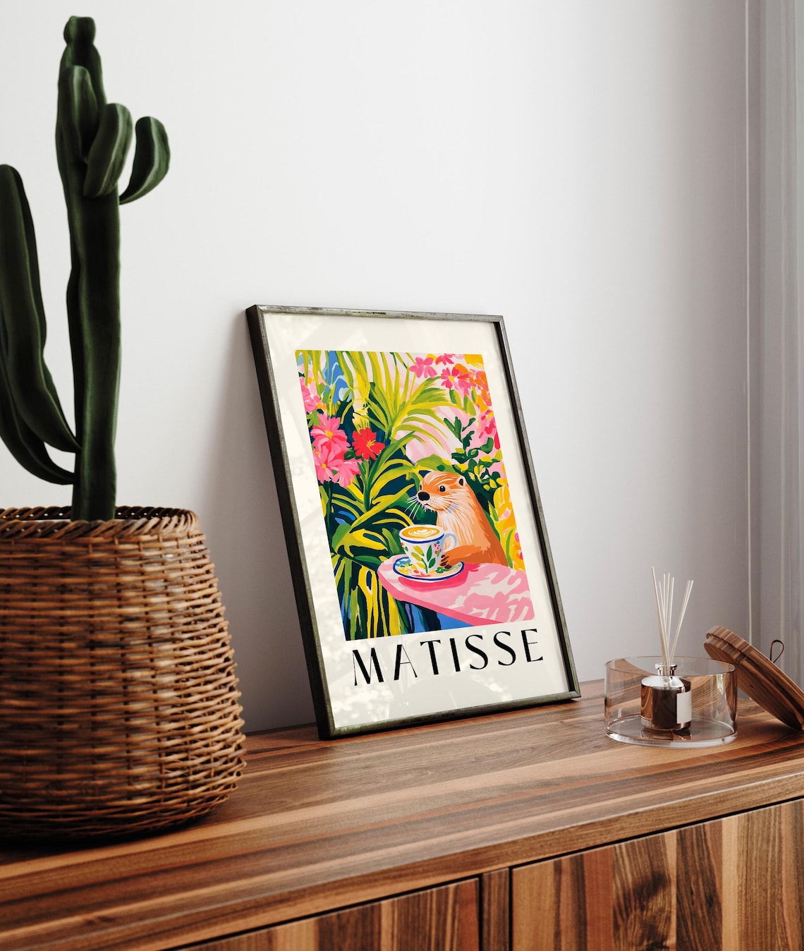 Otter Drinking Coffee, Matisse-Inspired Kitchen Art Print - Image 4