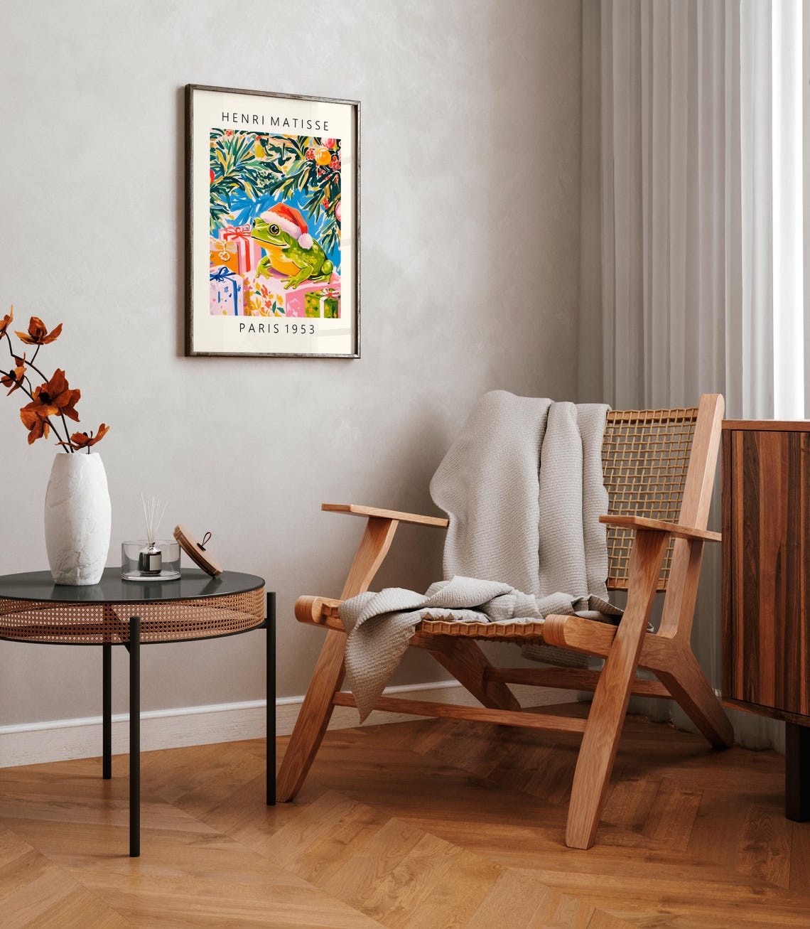 Henri Matisse Style Frog Santa Hat Christmas Paris 1953 Wall Art - Image 3