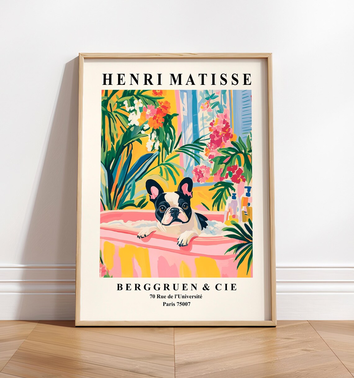 French Bulldog In Bathtub Funny Bathroom Art Print