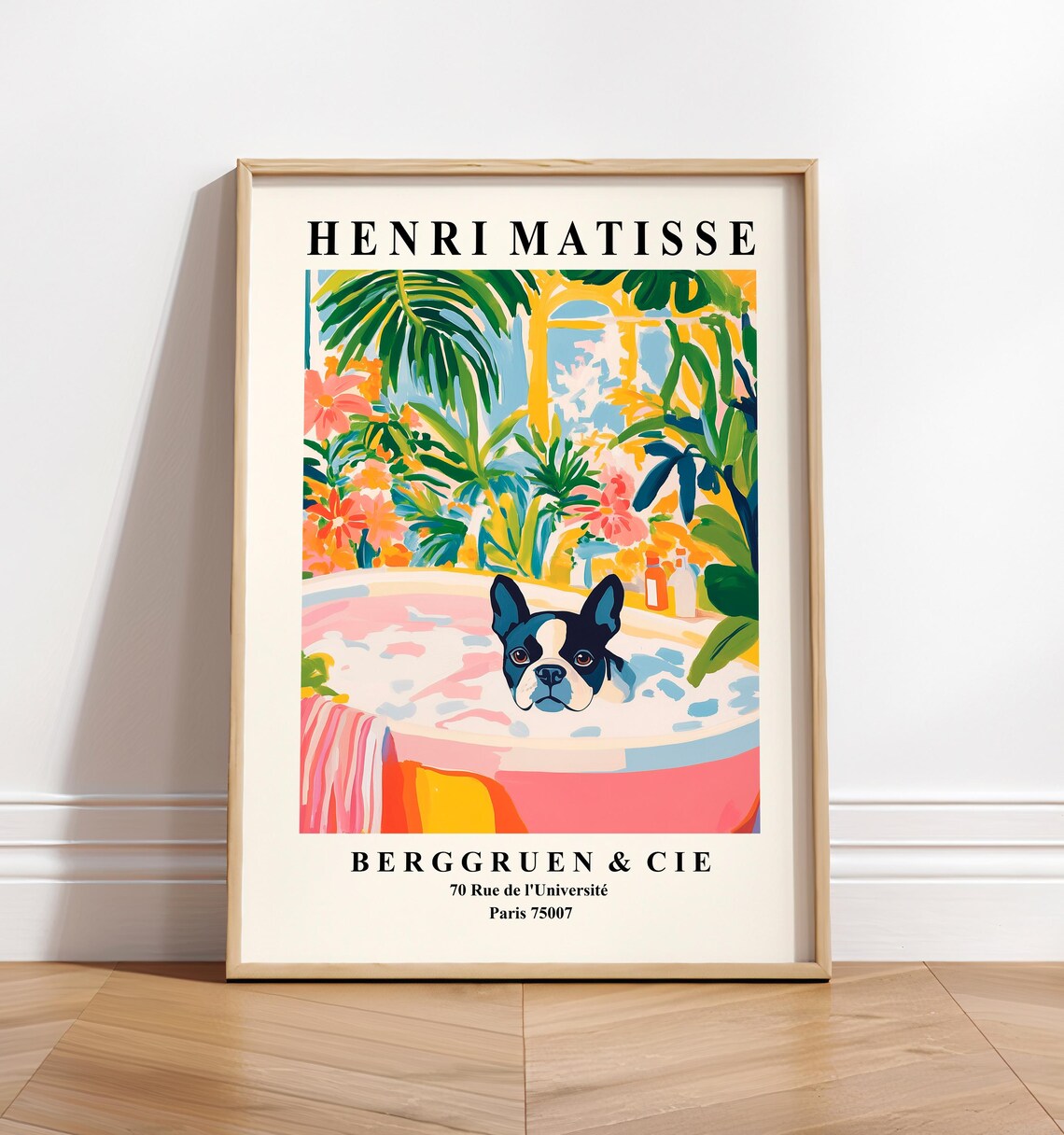 Boston Terrier In Bathtub Funny Bathroom Art Print